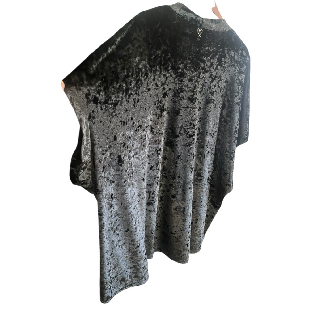 Victoria’s Secret Black Velvet Boxy Open Front Kimono Cardigan Sz Medium/Large - Picture 12 of 15